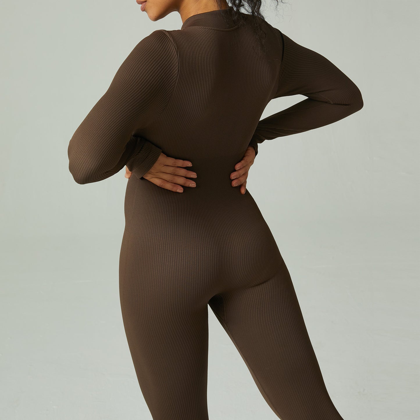 Seamless Yoga Jumpsuit Sports Fitness Jumpsuit Tight Long Sleeve Yoga Dress Women's Waist Pants