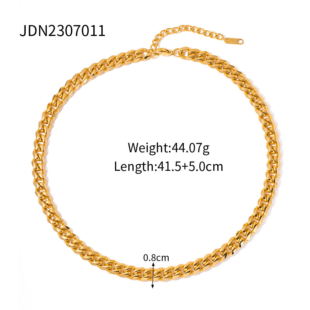 5pcs New Necklace Stainless Steel Temperament Clavicle Chain Light Luxury Niche Cuban Chain Pendant Necklace Bracelet Jewelry