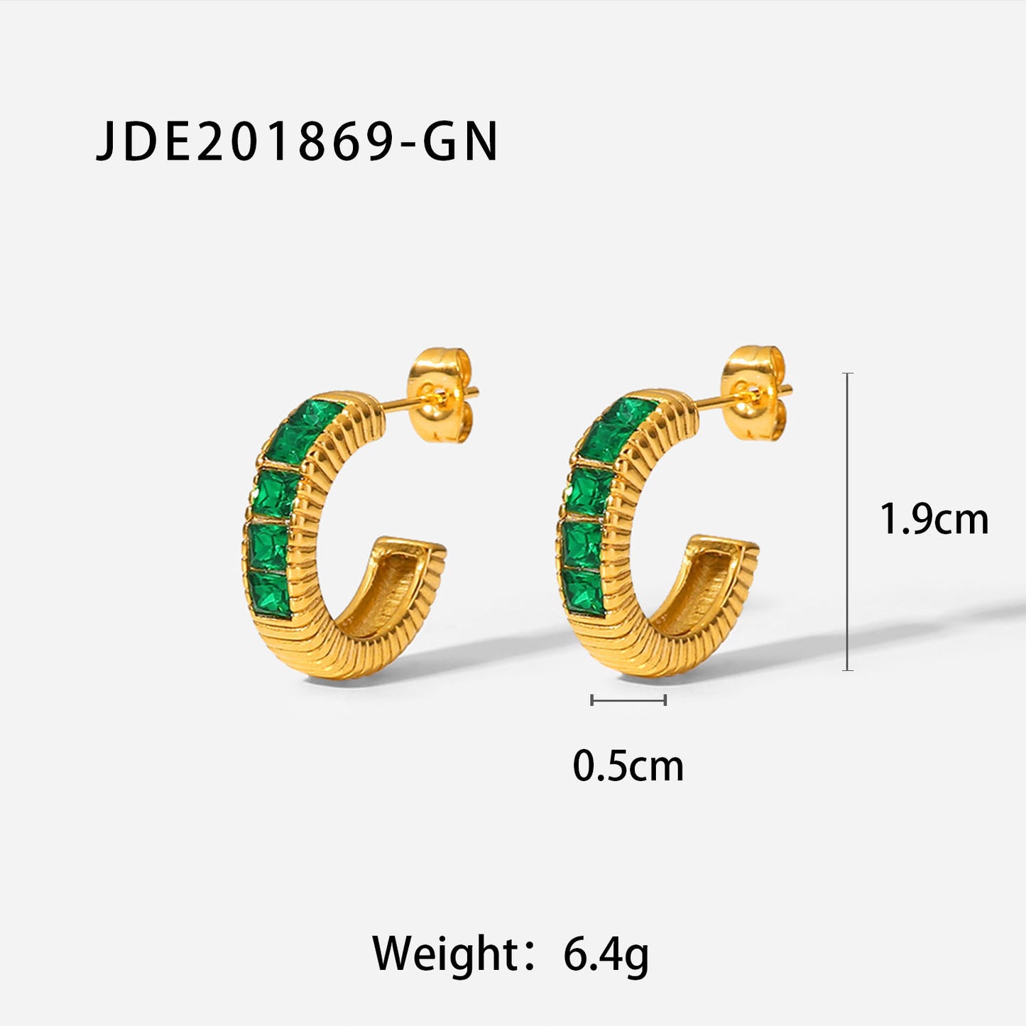 5pcs Fashion Retro Style Green Zircon Series Necklace Earrings Bracelet Ring Temperament Stainless Steel Jewelry For Women