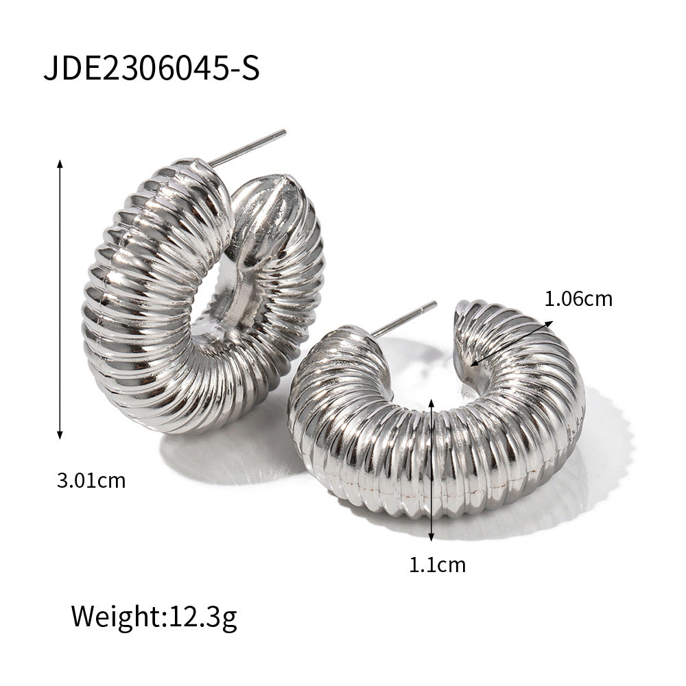 5pcs Fashion Simple With Stainless Steel Stud Earrings 18K Gold Stainless Steel Large Snail Shell Earrings Jewelry Women