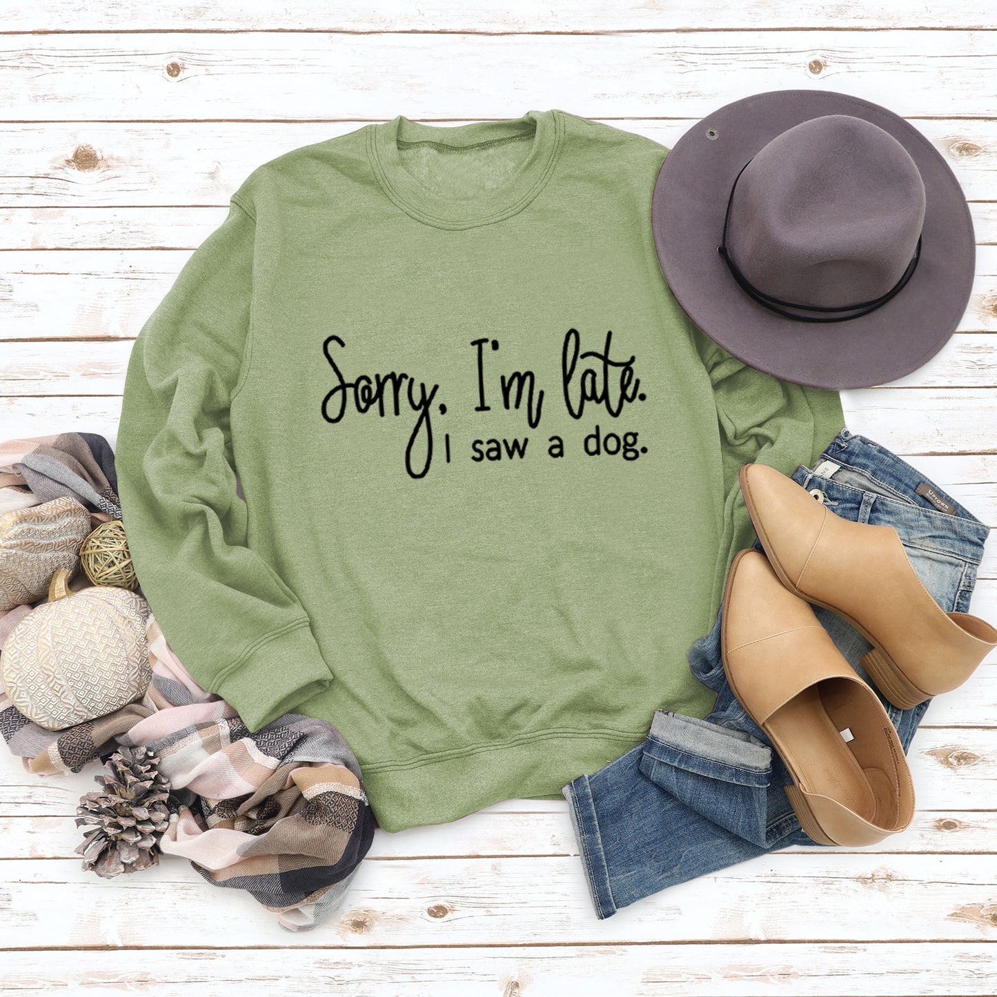 Autumn/Winter Base Long Sleeve Sorry I'M Late Alphabet Round Neck T-Shirt Ebay Women's Hoodie