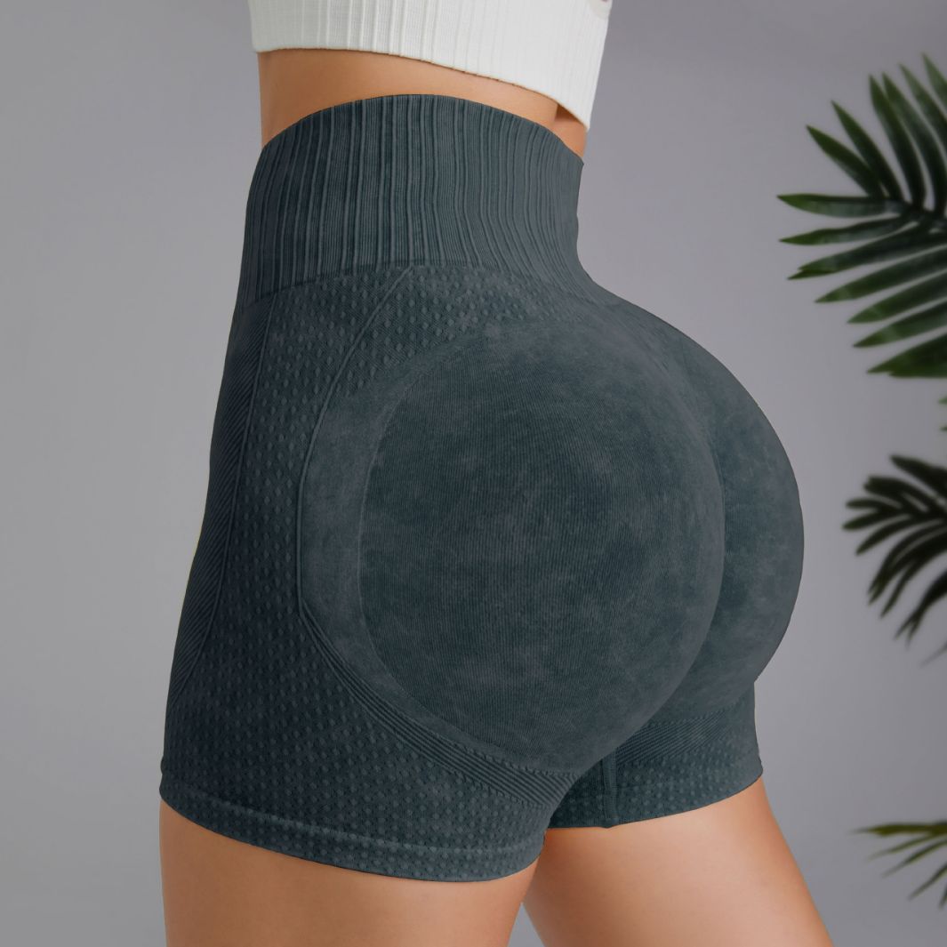 Sand-Washed Yoga Shorts High-Waisted Hip Lift Fitness Pants Quick Dry Running Tight Shorts Wear Three-Quarter Pants Over