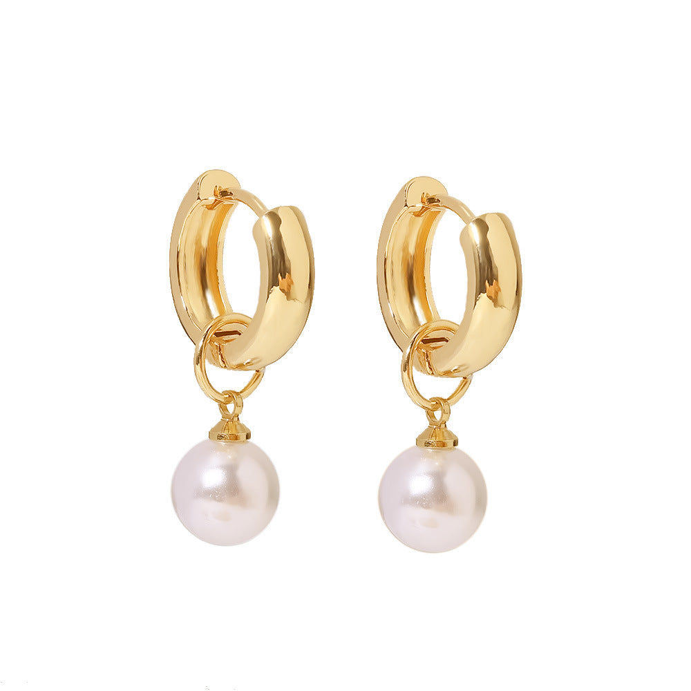 5pcs Selling Earrings Imitation Pearl Earrings Copper Electroplated Earrings Women's Jewelry