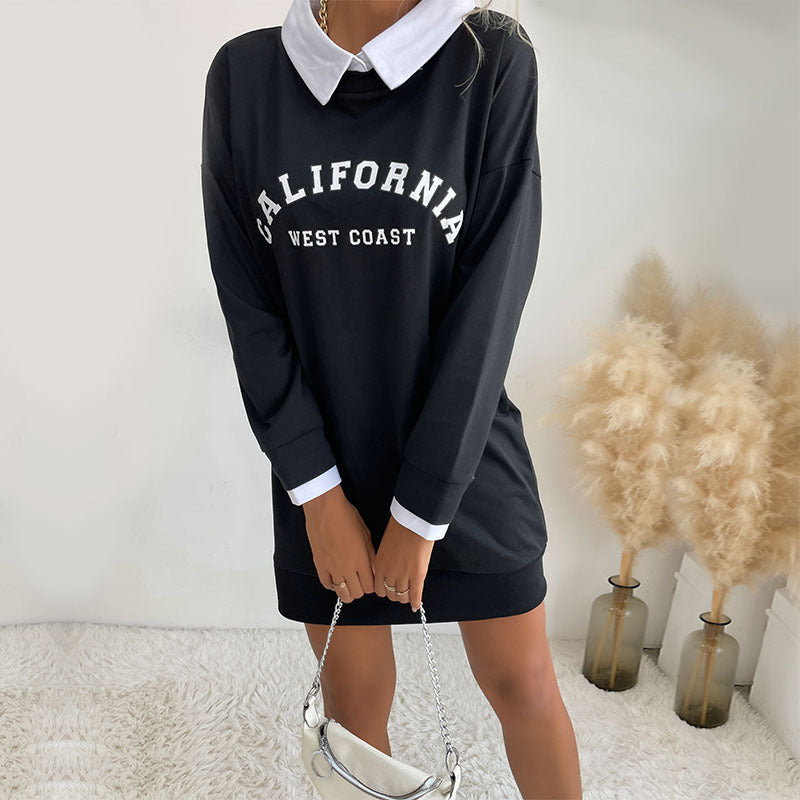 New Autumn New Women's Long Sleeve Lapel Splicing Hoodie