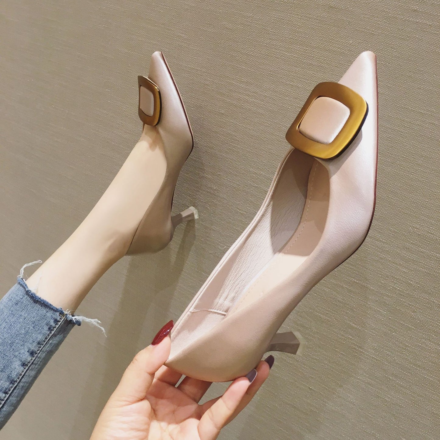 Girly Style Women's High Heels Women's Shoes Slim Heel Shoes Career Pointed