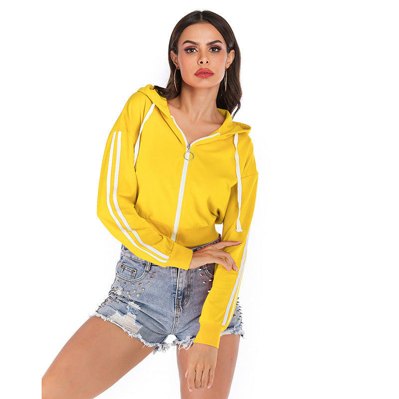 Early Autumn Top Long-Sleeved Hoodie Short Zipper Coat Fashion Casual Cardigan