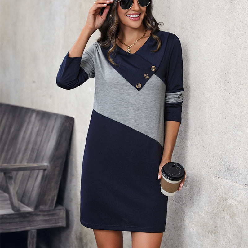 Autumn New Fashion Women's Dress Color Match Hoodie
