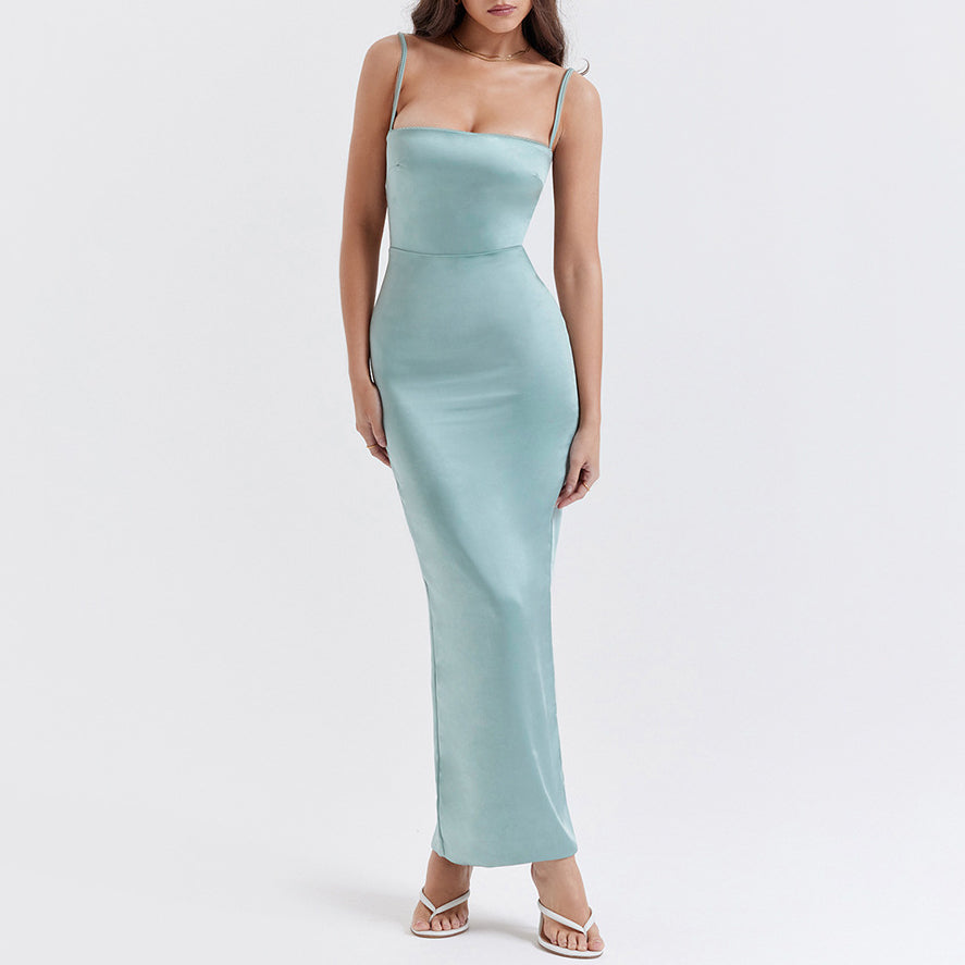 Sexy Slip Dress Slim Slit Long Dress Elegant Backless Dress Evening Dress