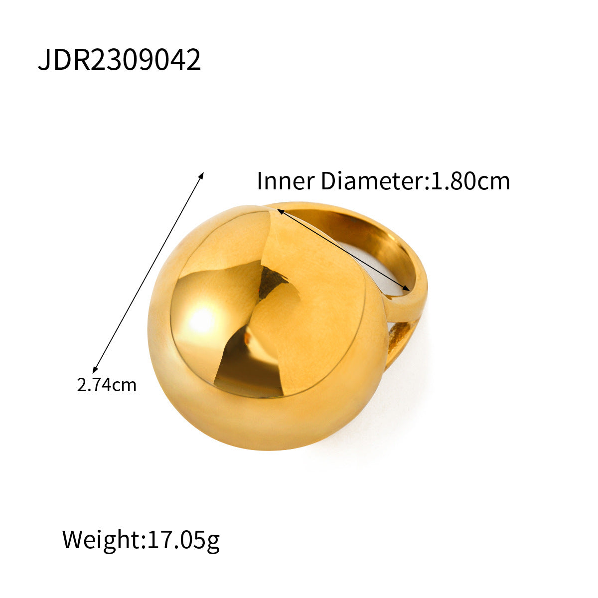 5pcs Tide Cold Titanium Steel 18K Gold Stainless Steel Chubby Spherical Ring Female Niche Design