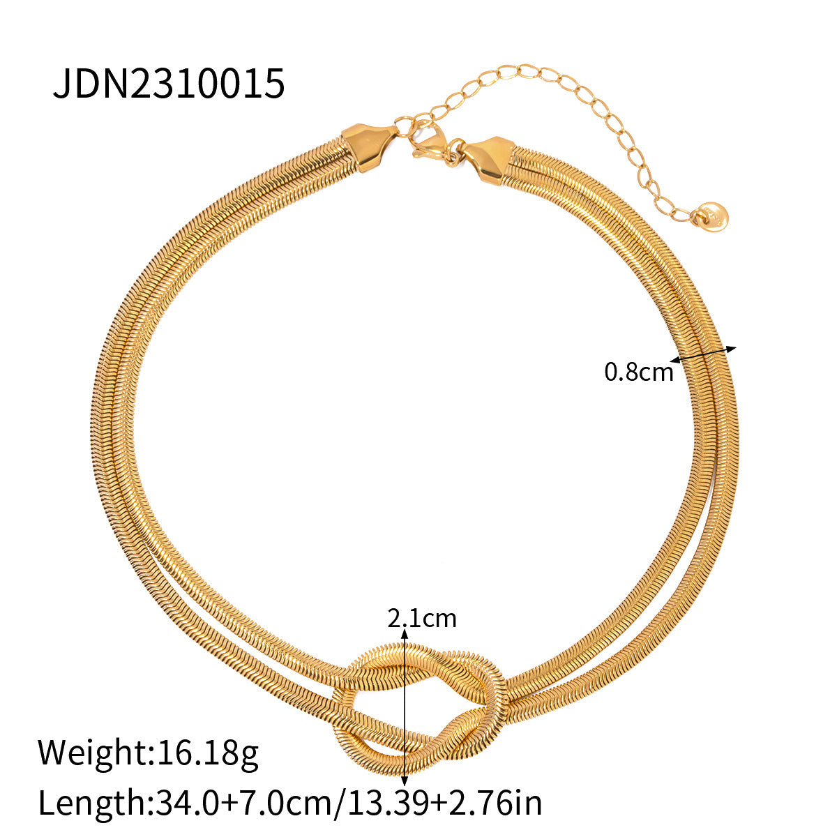 5pcs Hot Titanium Steel Knot 16K Gold Stainless Steel Double Braided Knot Necklace