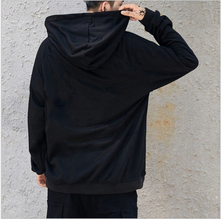 Men's Casual Fashion Color Matching Smiley Hoodie Long Sleeve Sports Hooded Top Men's Wear