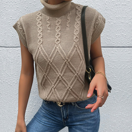 New Early Autumn Fashion Women's Solid Color Twist Sleeveless Vest Sweater