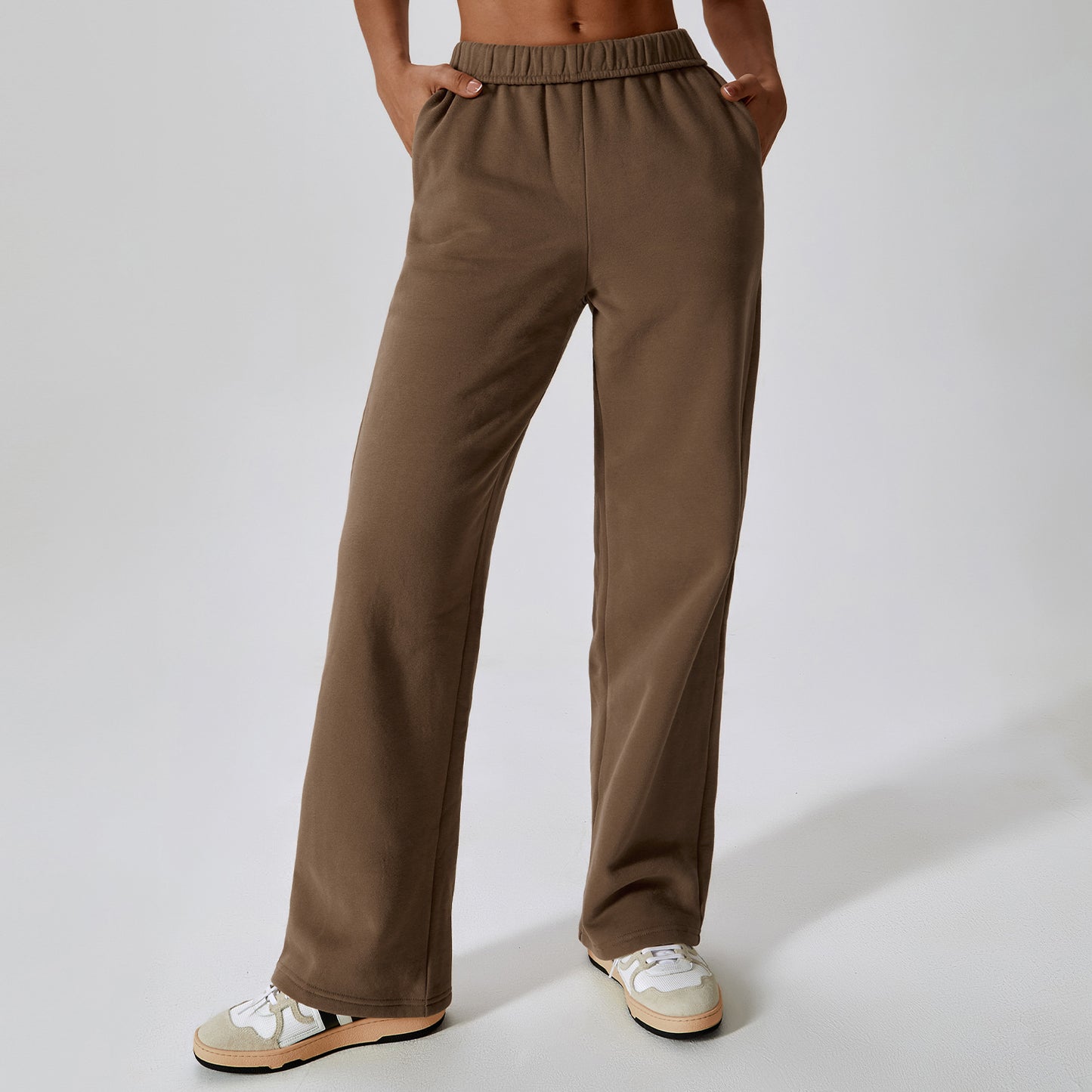 Waist Plus Velvet Warm Loose Sports Pants Straight Leg Wide Leg Pants Outdoor Leisure Sports Sweatpants Female