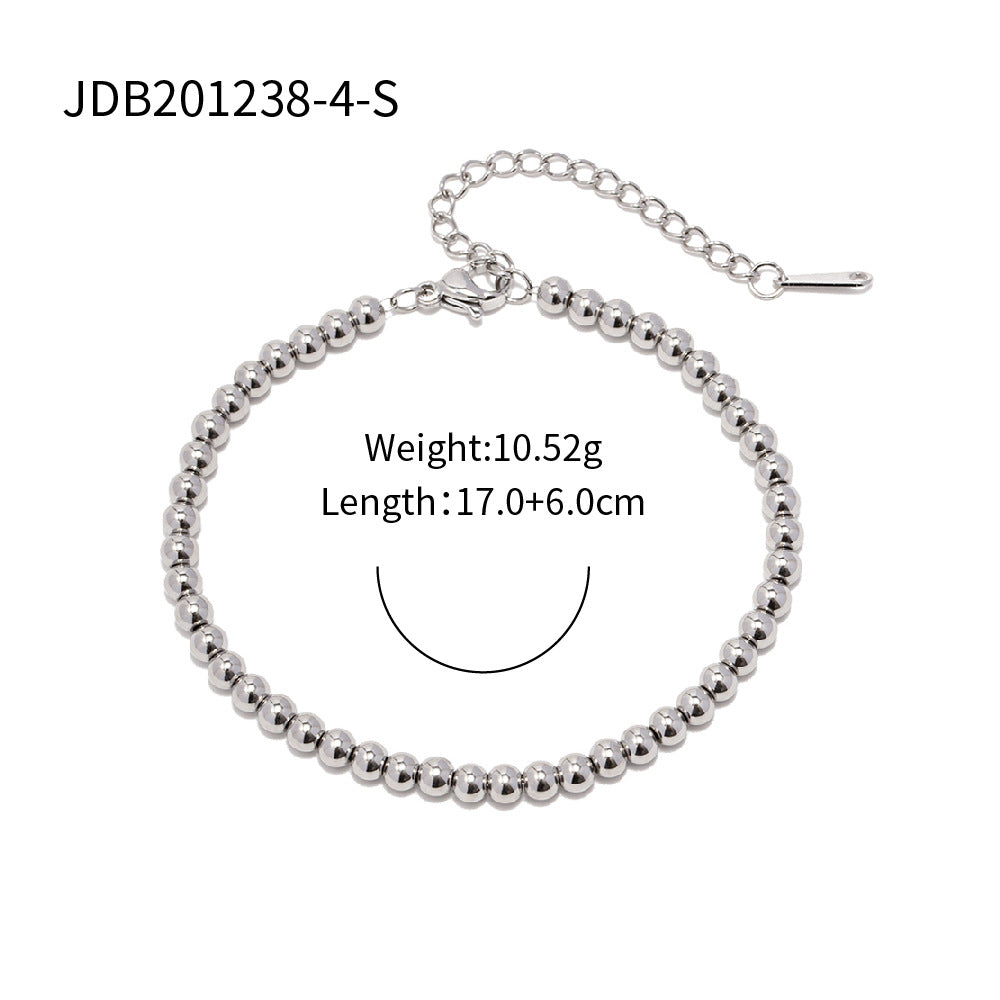 5pcs New Titanium Steel Bracelet 18K Gold Steel Ball Bracelet Stainless Steel Geometric Women's Bracelet Jewelry