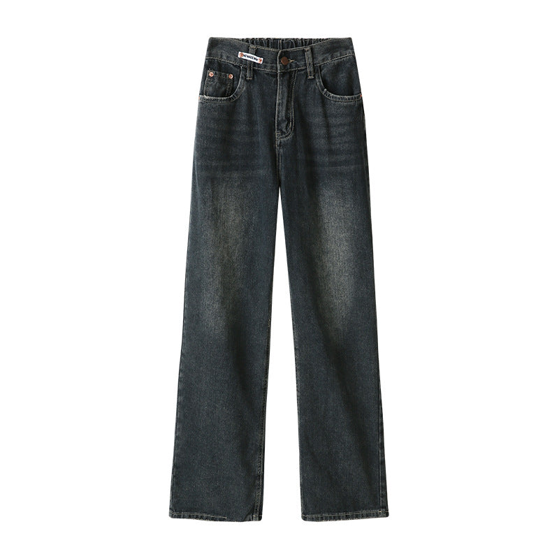 Retro Straight Leg Jeans Women's High Street High Waist Loose Slouchy Thin Mop Wide Leg Pants