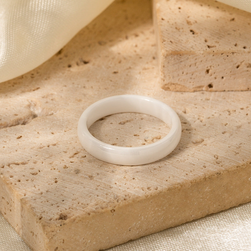 5pcs Women Fashion Niche Design 4Mm Wide White Ring Does Not Fade Jewelry