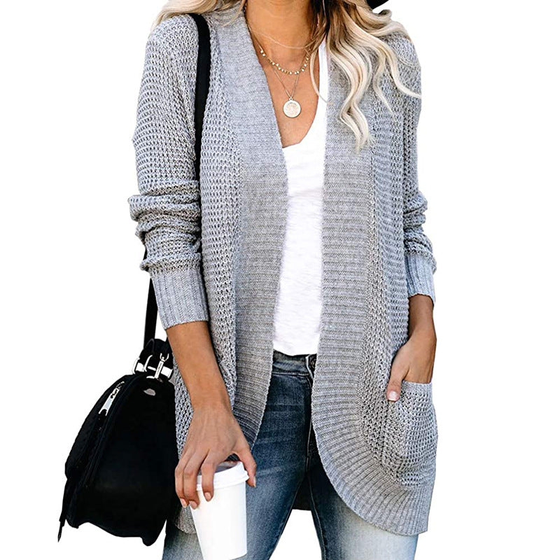 New Autumn And Winter Cardigan Women's Curved Front Knit Sweater Women