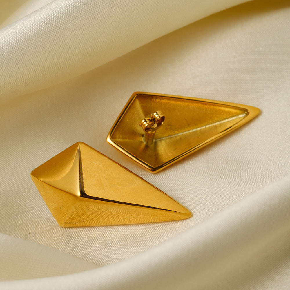 5pcs 18K Gold Stainless Steel Long Diamond Stud Earrings Jewelry
