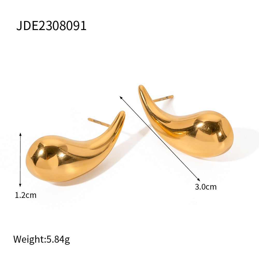 5pcs New Titanium Steel Plated 18K Gold Cold Drop Earrings Women's Popular Earrings Jewelry
