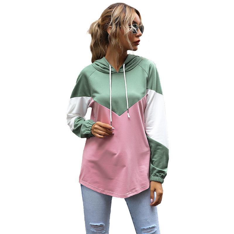 Women's Clothing Autumn And Winter Women's Long-Sleeved Color Hooded Pink Hoodie