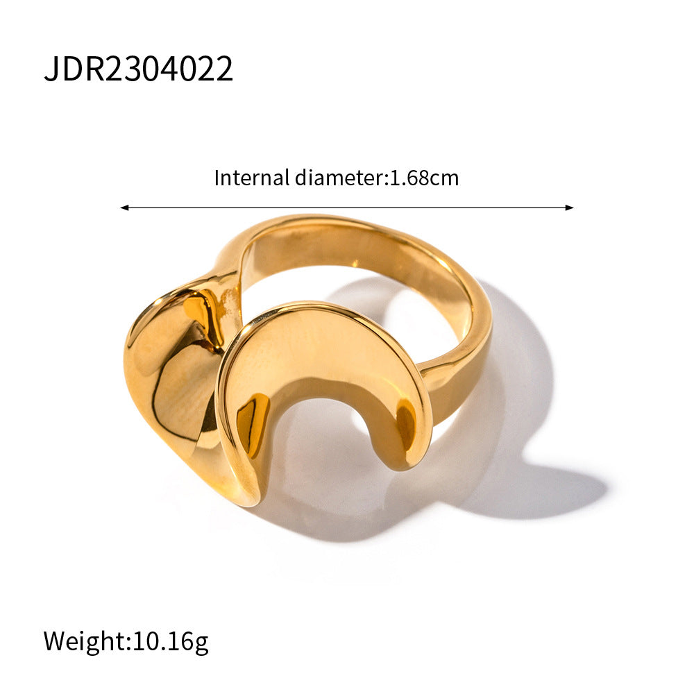 5pcs 18K Gold-Plated Ruffled Stainless Steel Ring Fashion Light Luxury Jewelry