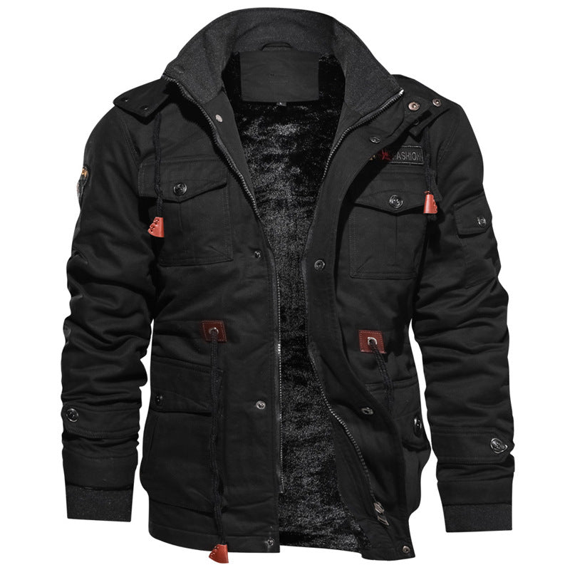 Navy Deck Suit Lamb Cashmere Jacket For Men Winter Padded Coat With Extra Fleece
