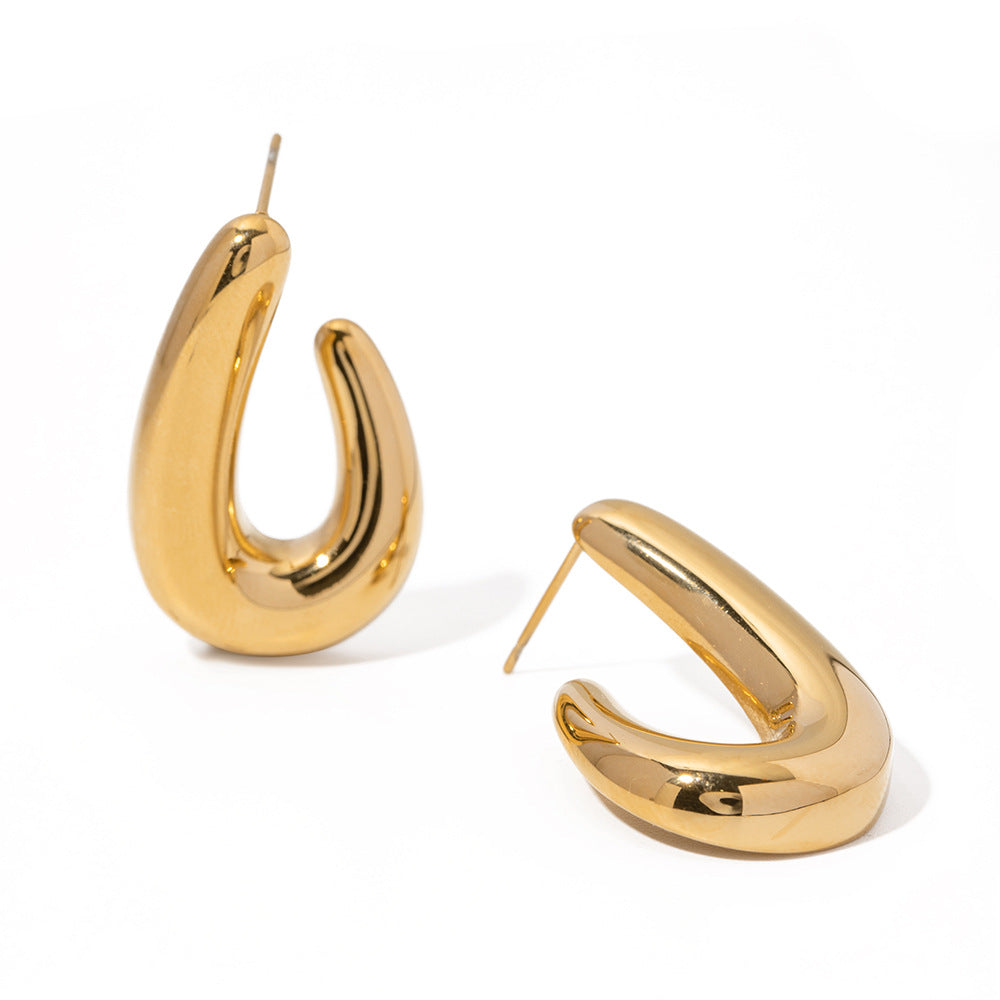 5pcs Titanium Steel Ring Earrings Earrings Stud New Simple Temperament Niche Design Female Spiral Earrings