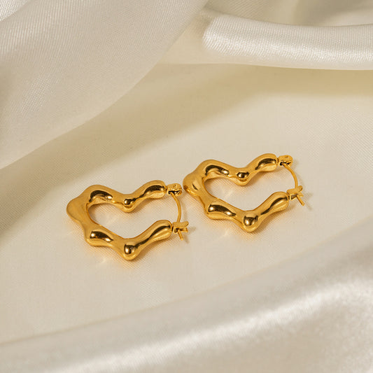 5pcs With Temperament Titanium Steel Earrings 18K Gold Plated Stainless Steel Bamboo Love Earrings Earrings Female