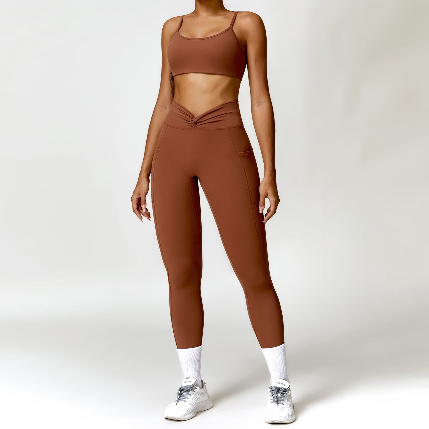 Naked Tight Yoga Set Quick Dry Back Fitness Wear Outdoor Running Sports Set Female