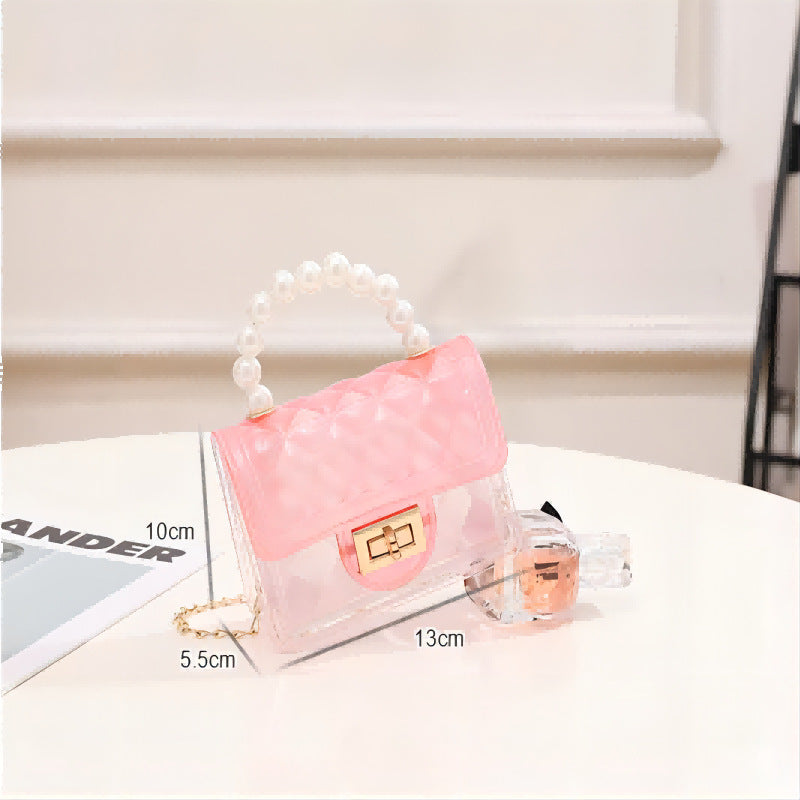 Summer New Transparent Jelly Bag Women's Handbag Pearl Chain Bag Single Shoulder Crossbody Bag Transparent Bag