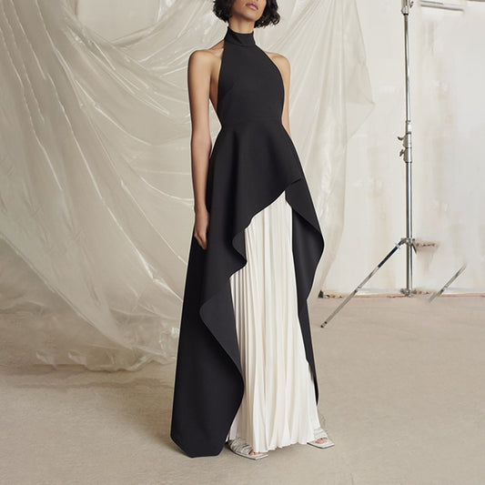 Fashion Two-Piece Autumn New Round Neck Sleeveless Waist Slimming Irregular Slimming Suit