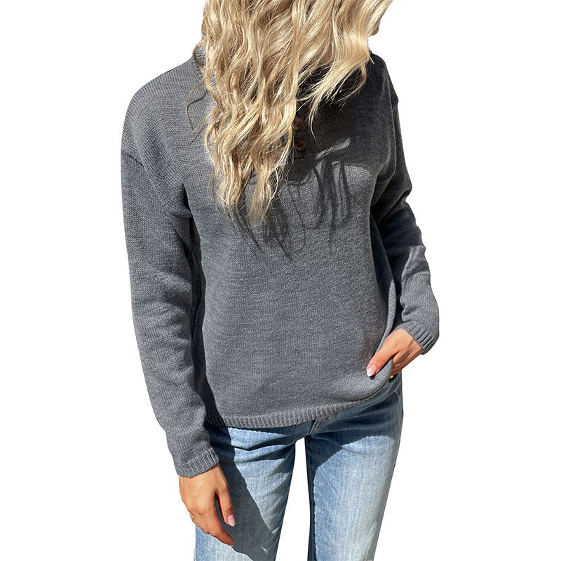 New Fashion Women's Autumn Clothing Solid Color Casual Long-Sleeved Autumn Sweater