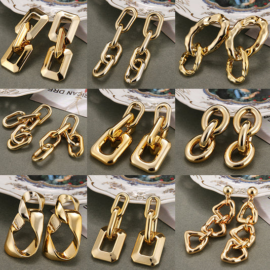 5pcs Metal Earrings Thick Chain Earrings New Earrings Female