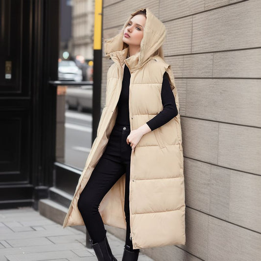 Long Waistcoat Women Autumn And Winter New Korean Version Loose Sleeveless Down Padded Jacket Women Warm Coat Waistcoat Women