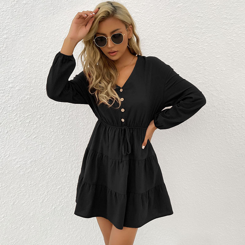 Chic Slim-Fit Solid Color Dress for Women - Autumn & Winter Fashion