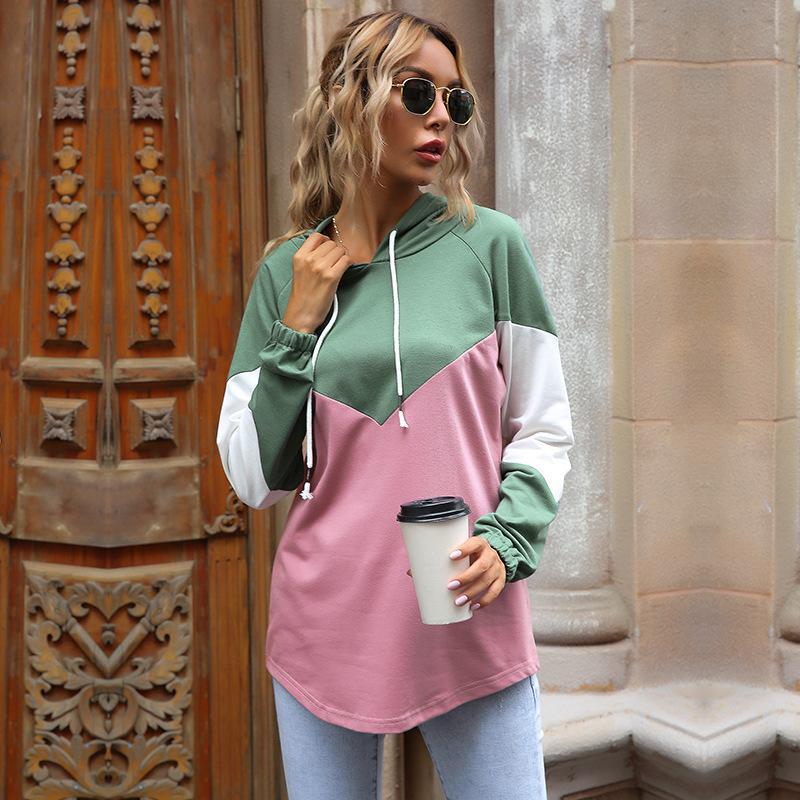 Women's Clothing Autumn And Winter Women's Long-Sleeved Color Hooded Pink Hoodie
