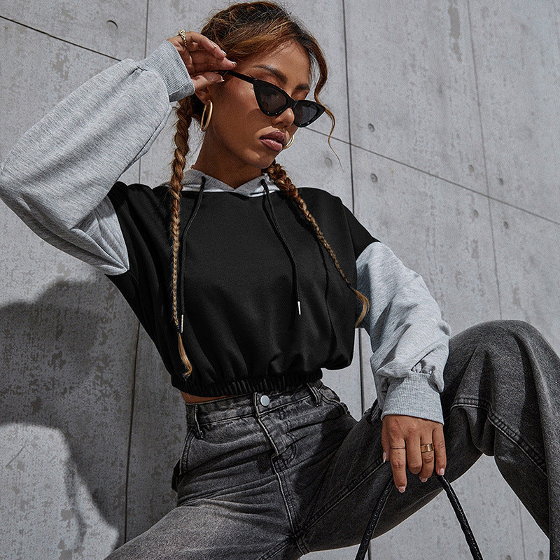 New Autumn Color Short Bm Crop Hoodie Leisure Sports Hoodie Woman