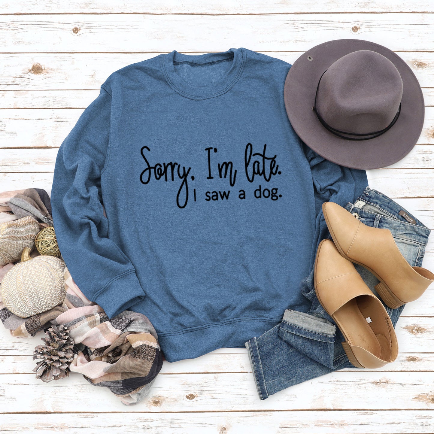 Autumn/Winter Base Long Sleeve Sorry I'M Late Alphabet Round Neck T-Shirt Ebay Women's Hoodie