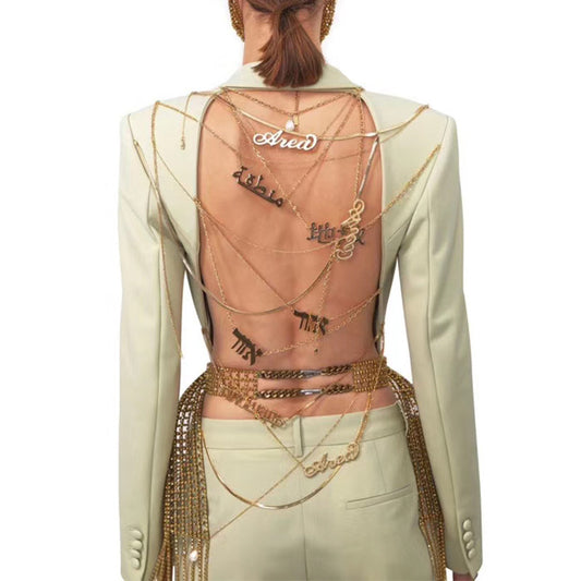 Small Fashion Sense Autumn New Sexy Big Back Chain Design Waist Small Suit Jacket