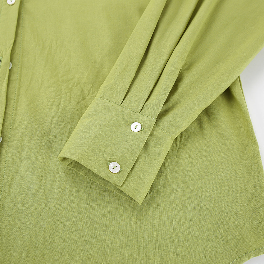 Spring And Summer Cotton And Linen Green Leisure Vacation Set New Shirt Shorts Two-Piece Women's Wear