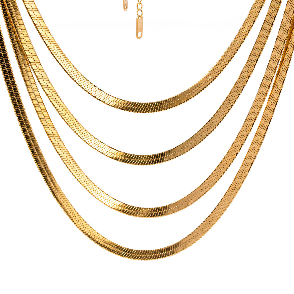 5pcs Titanium Steel Necklace Jewelry Stainless Steel Gold 5Mm Piece Chain Snake Chain Necklace Necklace For Women