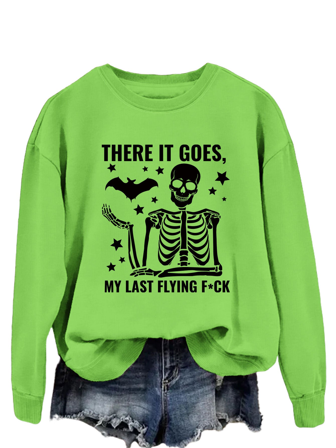 Print There It Goes Comfortable All-In-One Pullover Hoodie Autumn Fashion Long-Sleeved Shirt