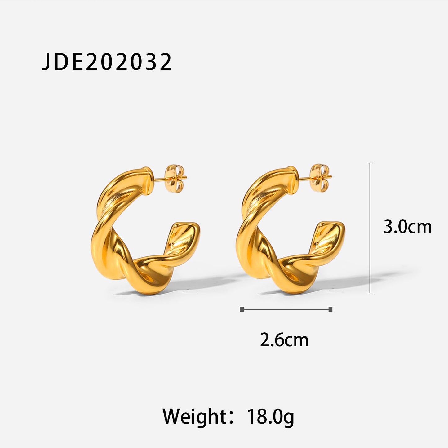 5pcs Fashion 18K Gold Plated Twist C Ring Earrings Wedding Geometric Stainless Steel Twist Ring Earrings For Women Jewelry