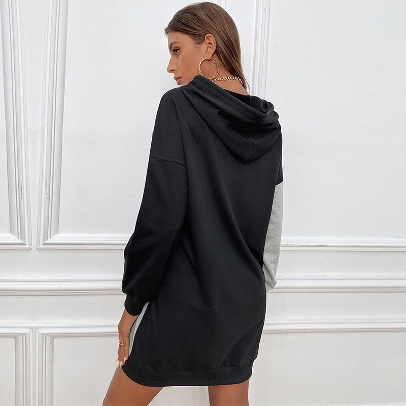 New Autumn New Women's Color Hoodie Dress