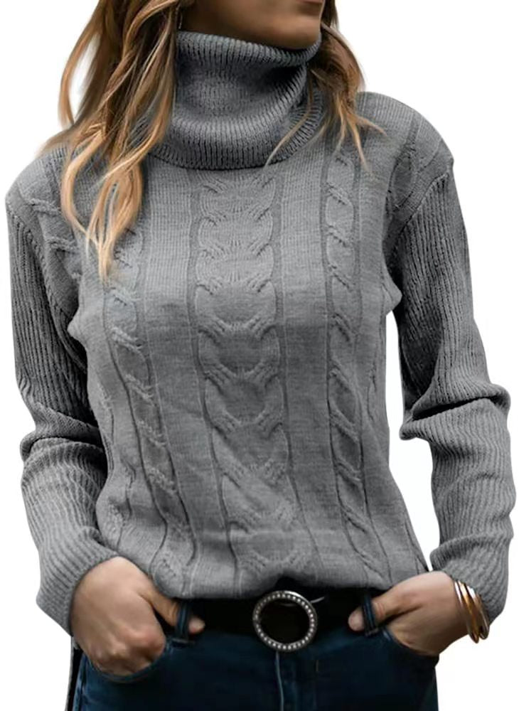 New Autumn And Winter New Solid Color Turtleneck Sweater Retro Long-Sleeved Sweater For Women