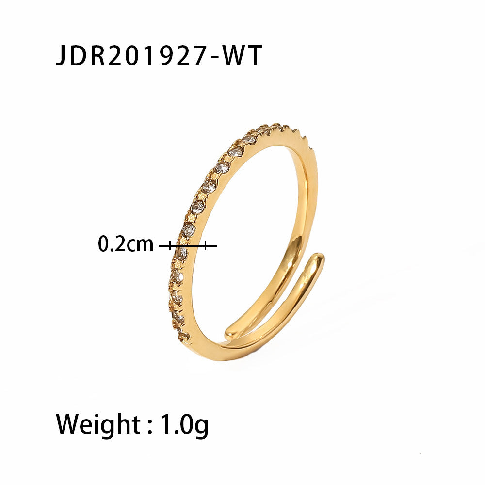 5pcs Fine Style Titanium Steel Ring 18K Gold Stainless Steel Inlaid Zircon Ring Fashion Hand Jewelry Women