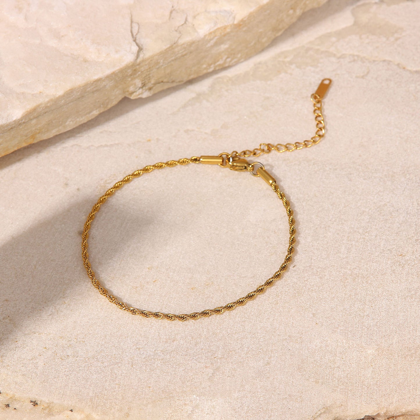 5pcs Women's New Titanium Steel Anklet Stainless Steel Fashion 2Mm Thick Gold Twist Chain Anklet Jewelry