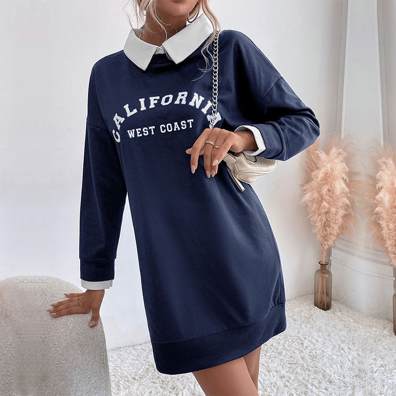 New Autumn New Women's Long Sleeve Lapel Splicing Hoodie