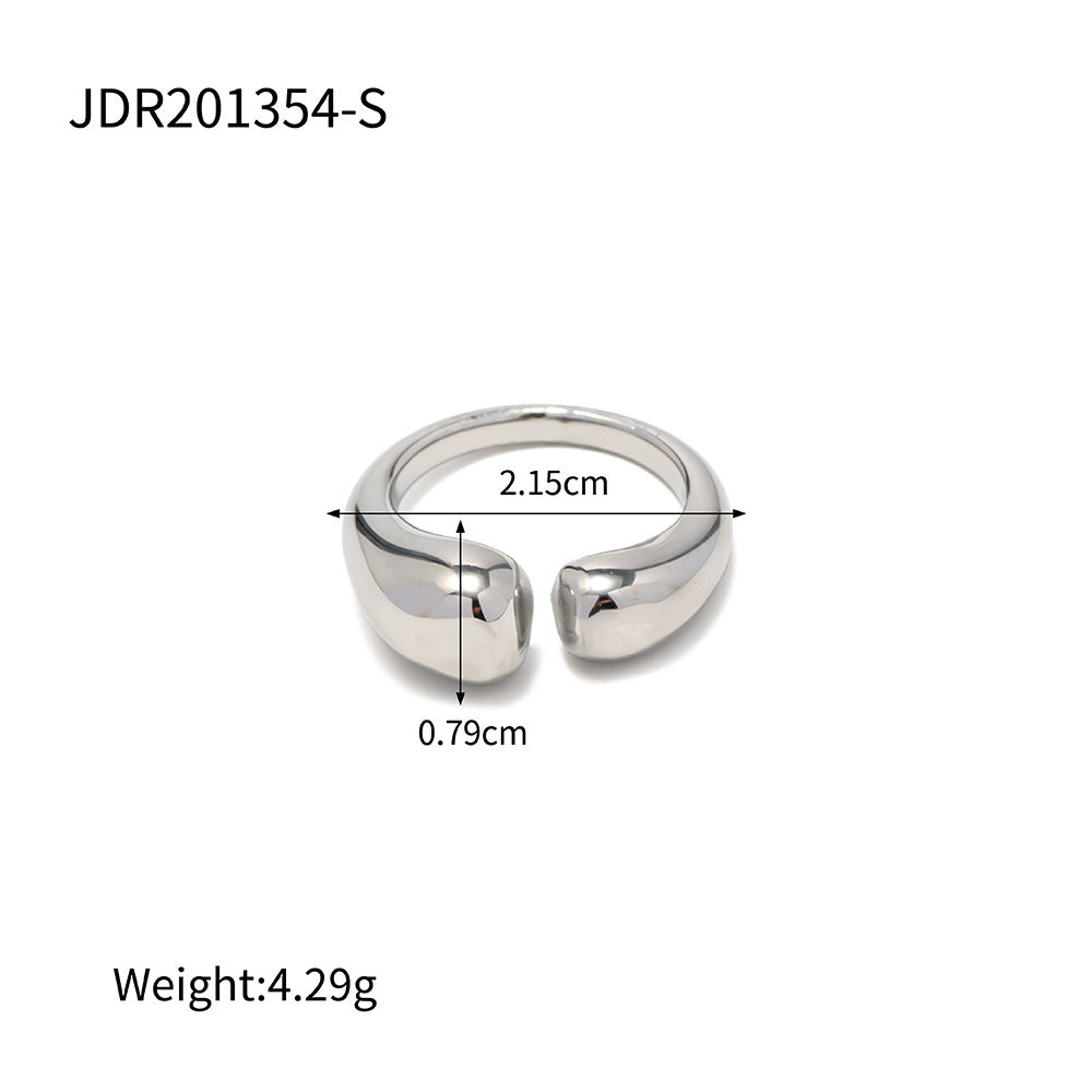 5pcs Fine Polished Gold Plated Stainless Steel Chunky Ring Women's Adjustable Open Ring Jewelry
