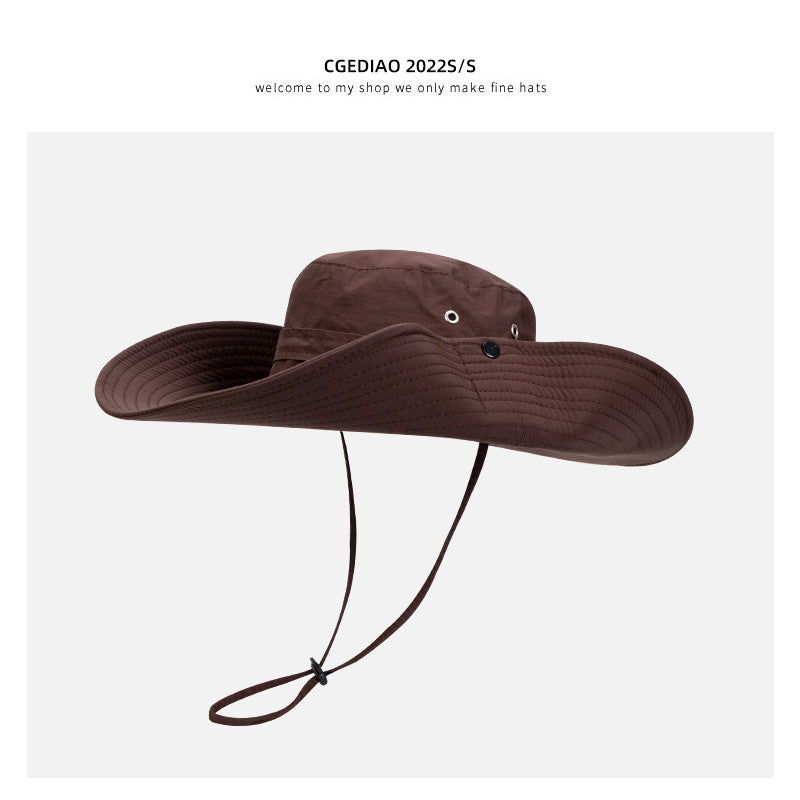 Western Cowboy Hat Female Summer Big Brimmed Day Fisherman Hat Sun Protection Outdoor Beach Tour Hiking Hat Male